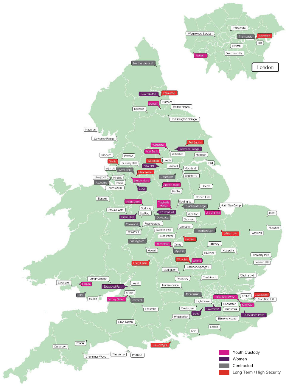 Prisons In The UK Map